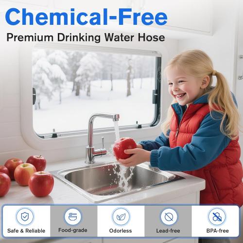 25FT Drinking Water Hose, Heated Anti Freeze Garden Hose Camper | BPA free non-toxic drinking water heated anti-freeze hose ideal for camper rv marine boat and garden home use