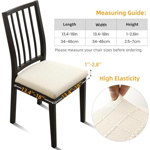 Fuloon Dining Room Seat Covers Chair Slipcovers, 6 Pack, Beige | Removable Washable, Dining Chair Covers, Anti-Dust, Seat Cushion Slipcovers for Bedroom, Kitchen, Hotel, Banquet
