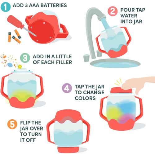 Glo Pals Play Pack Bundle with Sensory Play Jar, Water-Activated Light-Up Cubes, and Fun Fillers - Sensory Toys for Toddlers - Sensory Toy Kit with Light Up Cubes for Bathtub - Barnyard Blast