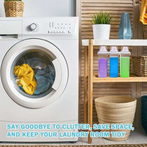 Laundry Detergent Dispenser 3 Pack Laundry Soap Dispensers 78 oz Liquid Detergent Dispenser for Room Organization with 6 Removable Labels for Softener Bleach Powder Soda etc