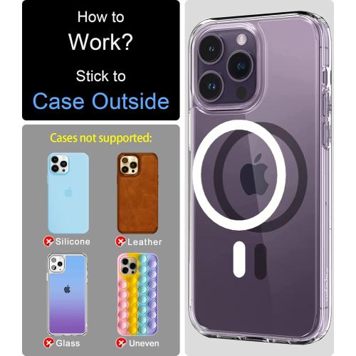 Metal Ring Compatible with MagSafe Sticker Designed for iPhone 12~17, Circle Magnetic Magnet Adapter Rings for Phone Case (White)