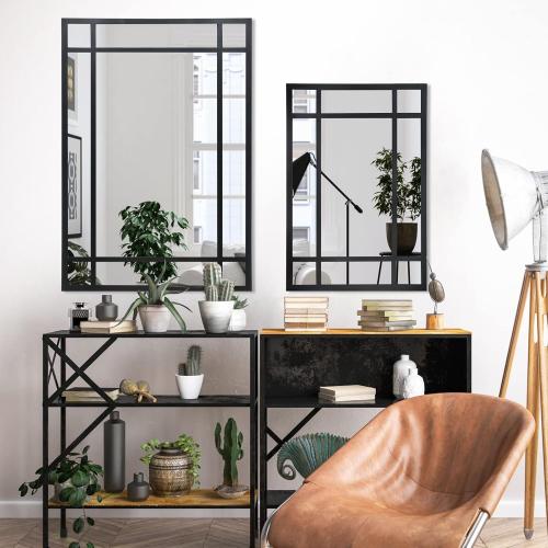 Black Rectangle Mirror, Farmhouse Decorative Wall Mirror for Entryway, Living Room, Bedroom, Hallway, Fireplace, Accent Wall Decor (Black1, 29.5 x 20)