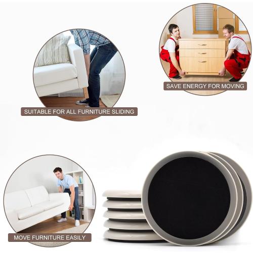Furniture Sliders, Furniture Sliders Pads for Hardwood Floors, Chair Legs Floors Protectors, Reusable Round Glides Glider, Heavy Duty Furniture Movers Sliders (8 Pcs, 3 1/2inch，Coffee)