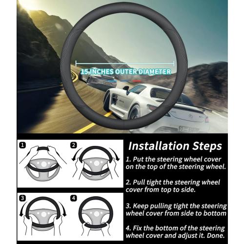 Custom-Fit for Acura Steering Wheel Cover, Premium Leather Car Steering Wheel Cover with Logo, Non-Slip, Breathable, for Acura Accessories (B-Style,for Acura)