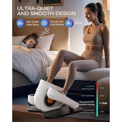 Under Desk Elliptical Machine, Electric Leg Exerciser While Sitting for Seniors with Remote Control, Whisper Quiet Motorized Seated Pedal Exerciser, Home Office Daily Use, No Assembly Required