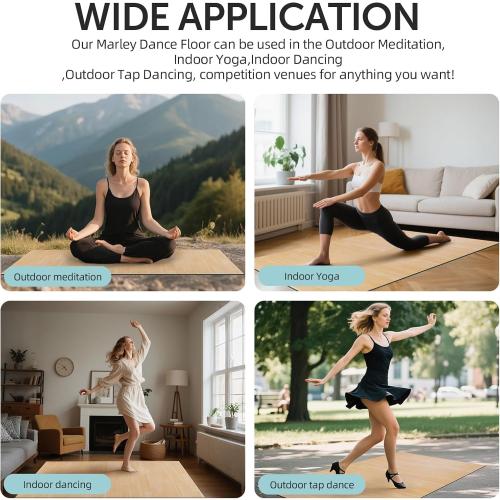 Marley Dance Floor, Portable PVC Dance Mat 4x6 Feet with Carry Bag Non-Slip Shock-Absorbing Vinyl Flooring for Ballet Jazz Tap Home Studio Practice -4.5MM Thick for Adults and Kids