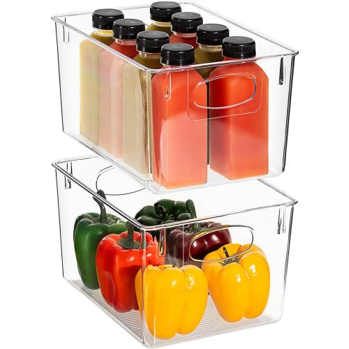 Sorbus Large Clear Plastic Storage Bins for Shelves, Clothes, with Handle - Clear Storage Bins, Drawer, Shelf, Closet, Pantry, Fridge, Freezer Organizer Bins, Closet Organizers and Storage (2 pack)