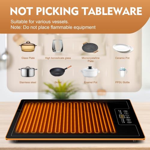 Size 32x18  Large Electric Warming Tray(32x18 inch),Commercial Metal Food Warmer with Thermostat and Full Surface Heating, Food Warming Mat with 8 Temperature Modes for Parties Buffet,Catering Hot Plate