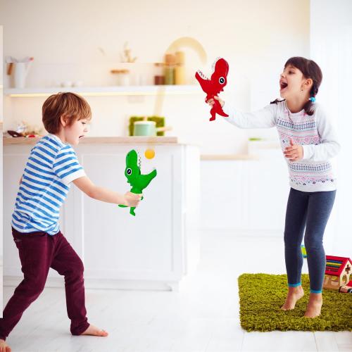 ArtCreativity Dinosaur Pop and Catch Game - Dino Pop and Catch Toy with 2 Catch Cup Launchers and 6 Balls - Press Trigger to Pop Out The Ball - Summer Games for Kids Outside Play - Outdoor Games
