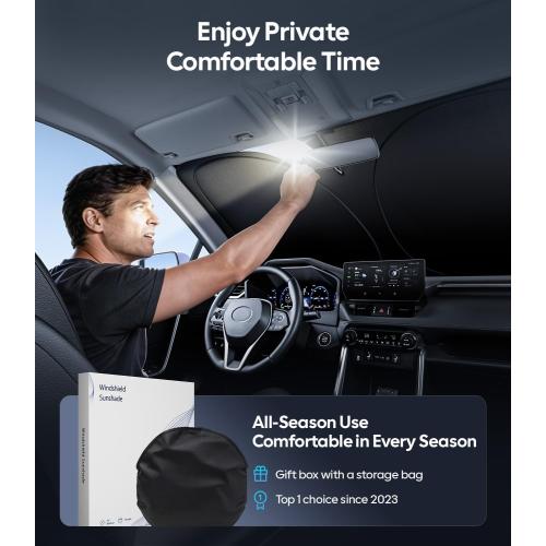 for Tesla Model Y/YL 2020-2026 Windshield Sunshade, Keeps Cool | OEM Design,Cooling Tech Fabric, Foldable Heat-Blocking Sunshade with Storage Bag, for Tesla Model Y/YL 2020-2026 Accessories