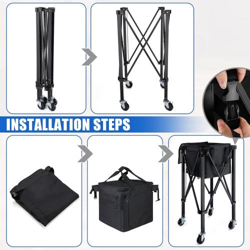 TOBWOLF Foldable Tennis Ball Hopper,Holds 160 Balls, Portable Tennis Ball Hopper with Wheels,Upgraded Large Capacity Pickleball Ball Holder for Baseball Softball Pickleball Training