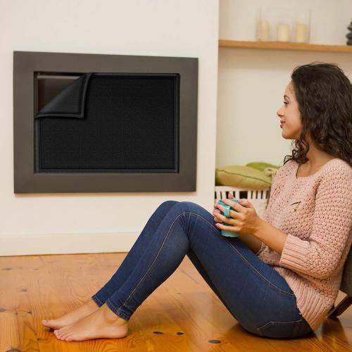 Magnetic Fireplace Cover, Fireplace Blocker Blanket Stops Overnight Heat Loss, Adjustable Fire Place Draft Stopper Save Energy, Fireplace Insulation Black 39 W x 32 H