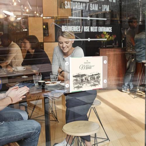 Gerrii 3 Packs Acrylic Window Wall Mount Sign Holder 8.5 x 11 Inch Clear Glass Door Advertising Sign Holder with Suction Cups for Mall Office Home Restaurant Landscape