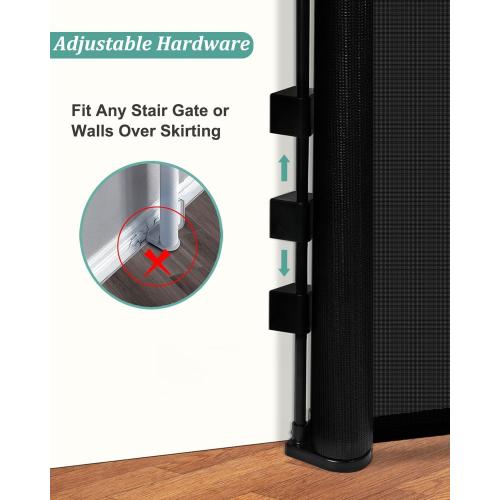 Miumoon 50 inch Retractable Baby Gates 34 inch Tall, Retractable Gate with Reinforced Strip Design to Prevent Crawling Through, Retractable Dog Gate for Stairs, Doorways, Hallways