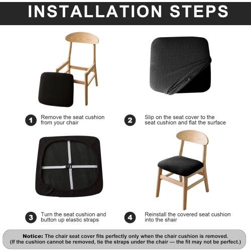 Genina Seat Covers for Dining Room Chair Seat Slipcovers Kitchen Chair Covers (Gray, 4 Pcs)