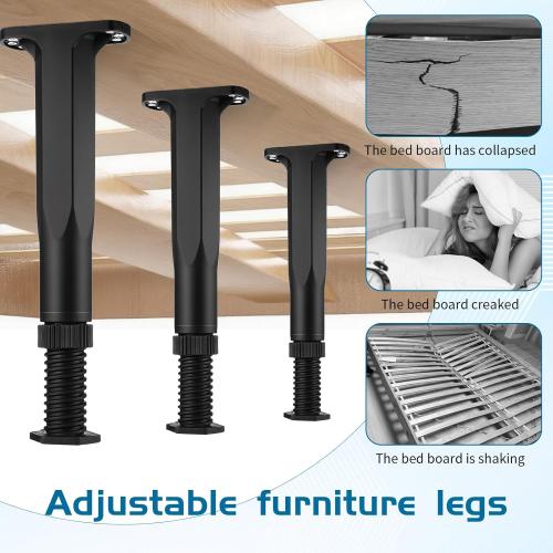 8 PCS Adjustable Height Bed Support Legs 8.27-14.96 Inch Heavy Duty Furniture Replacement Legs with Screws for Bed Frame Slats Sofa Table Cabinet Dresser Chair