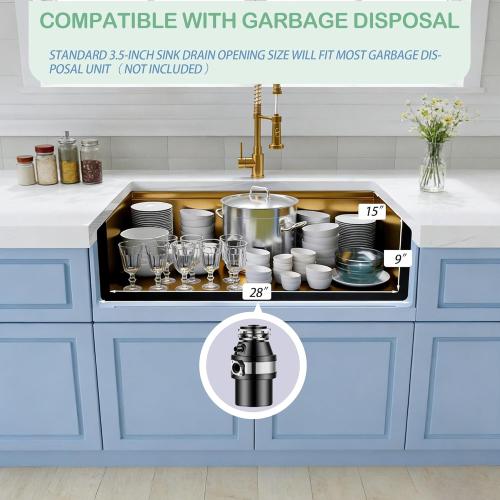 Gold Undermount Kitchen Sink, 16 Gauge T-304 Stainless Steel All In One Workstation Sinks With Full Set Accessories, 30 x 18 x 10 Large and Deep Handmade Single Bowl Kitchen Sinks
