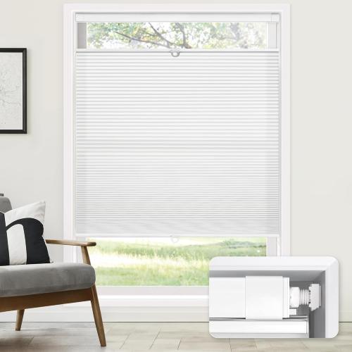 LazBlinds No Tools No Drill Cordless Cellular Shades, Top Down Bottom Up (TDBU) Honeycomb Shades for Home, Light Filtering Thermal Insulation Blinds for Windows, 20 W x 48 H, White