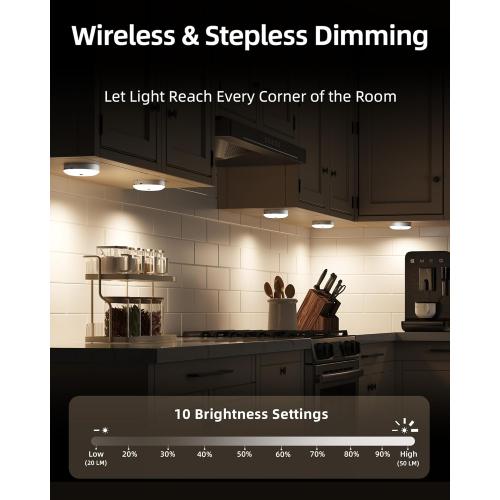 EZVALO 6-Pack Under Cabinet Lighting, Rechargeable Motion Sensor Puck Light with Remote, 3 Color Temps &12 RGB Colors, Magnetic Stick on Light, Dimmable Under Counter Light for Kitchen, Home Decor