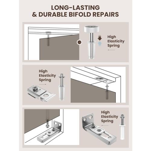 Bifold Door Hardware Repair Kit - 2 Pack Bi-fold Sliding Closet Door Hardware Kit for 7/8 to 1 Track, Folding Pocket Door Replacement Parts Set Include Top Bottom Pivots Bracket and Guide Wheel