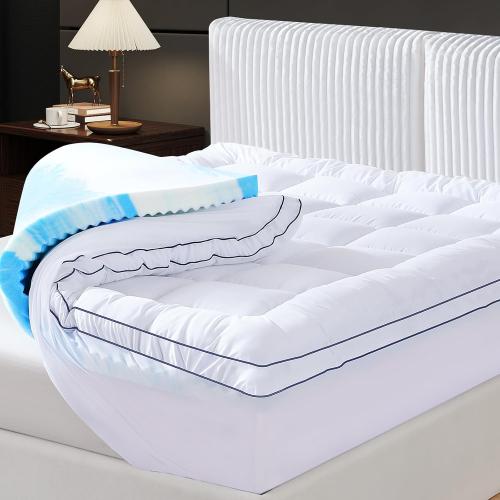 4 Inch Dual Layer Twin Mattress Topper, Cooling Gel Memory Foam for Back Pain & Pressure Relief, CertiPUR-US Certified Mattress Pad