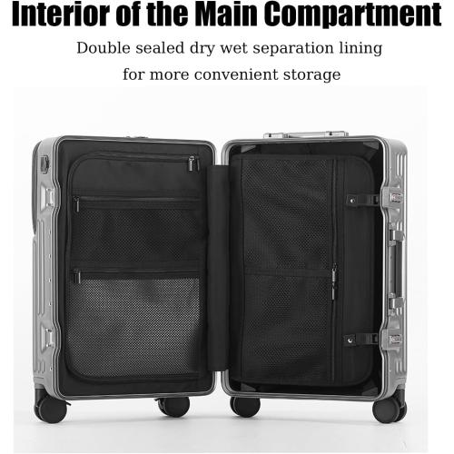 ZMY Carry on Luggage with Charging Port, Lightweight Hardside Suitcase with TSA Lock and Spinner Wheels (Grey, 20 inches)