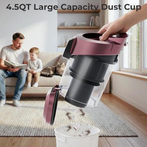 Canister Vacuum Cleaner, 45Kpa 1600W Bagless Canister Vacuum, 4Qt Large Dust Cup, Variable Speed Control, 5 Tools, Lightweight Canister Vacuum for Home, Pet, Carpet, Hard Floor, Red