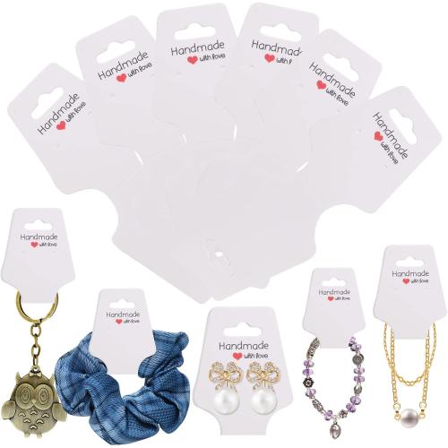 200PCS Bracelet Display Cards Necklace Holder Cards Self Adhesive Jewelry Packaging Selling Card for Small Business (White, 1.8x4.7 inches)