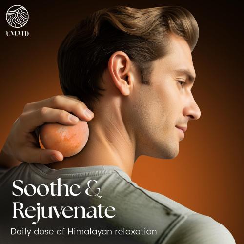 UMAID Himalayan Salt Massage Balls 6-Pack with Cotton Mesh Bag, Natural Therapy Stones for Hot & Cold Muscle Relief, Relaxation & Spa Massage, Warm in Microwave or Chill in Freezer