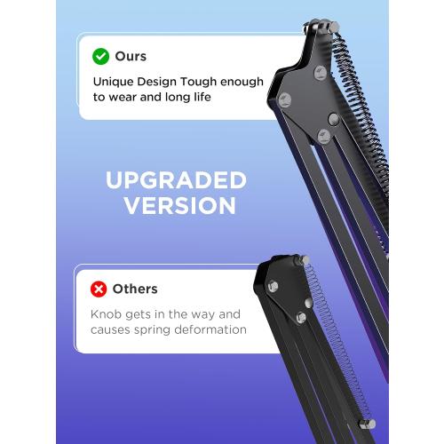 InnoGear Boom Arm Microphone Mic Stand for Blue Yeti HyperX QuadCast SoloCast Snowball Fifine Shure SM7B and Other Mic, Black