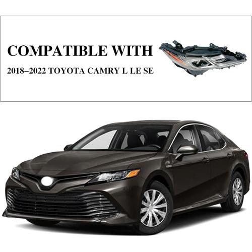 ILAMP Headlight Fit For 2018 2019 2020 Toyota Camry L/LE/SE 2018 2019 2020 Projector LED Headlamp (Right Passenger) W/Clear Lens RH 81110-06C40 CM17A01-4R