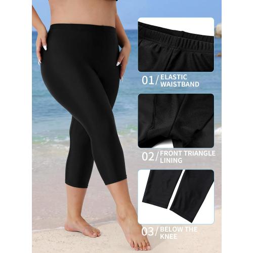 ATTRACO Swim Pants for Women High Waisted Swim Capris Swim Shorts Swimming Leggings
