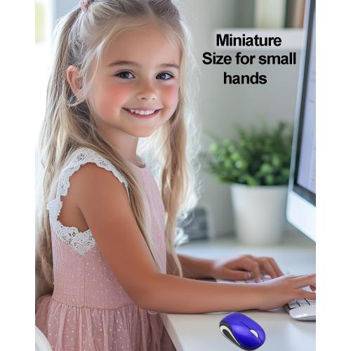 Wireless Mouse Mini Small Silent Cute Pocket Portable Compact Travel USB Tiny Optical Mice 3 Buttons 1000 DPI Cordless Mouse for PC Laptop Computer MacBook Kids Girl Boy Women Small Hands Gift(Blue)