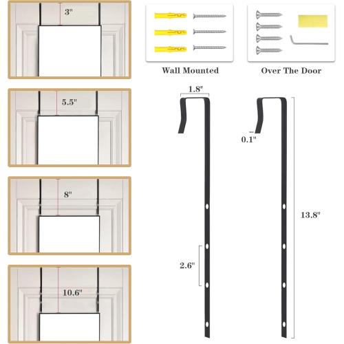 Full Length Door Mirror 14x48, Metal Frame with Protective Film, No-Drilling Hanging or Wall Mount (Horizontal/Vertical), Hooks & Hardware Included, Full Body Mirror for Bedroom, Dorm, Black