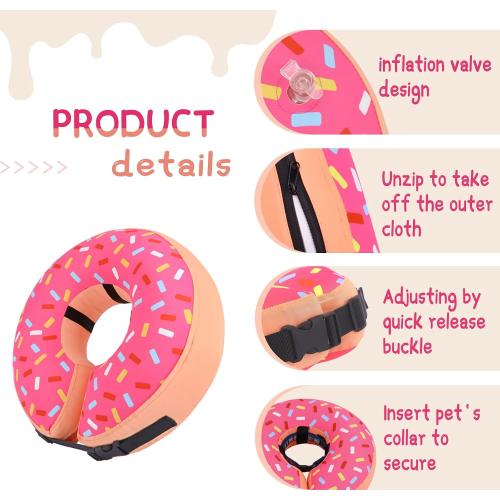 Supet Inflatable Dog Cone Collar Alternative After Surgery, Doggie Neck Donut Collar Recovery ECollar, Soft Dog Cone for Small Medium Large Dogs