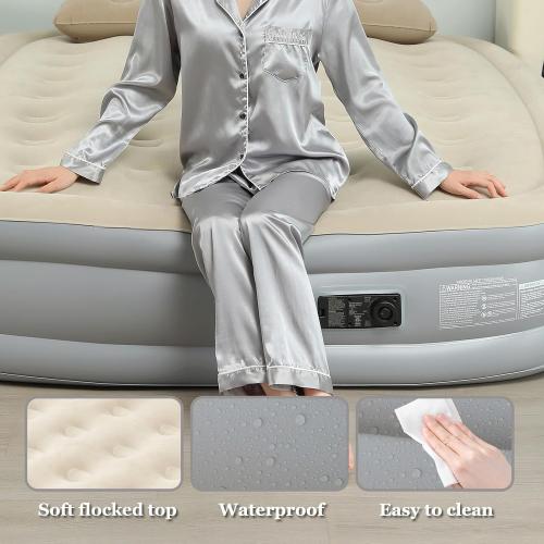 Queen Air Mattress with Built-in Pump, 2 Min Fast Inflation, 16 Raised Height, Supports up to 650 lbs, for Camping, Home Use, Guests, Portable Travel