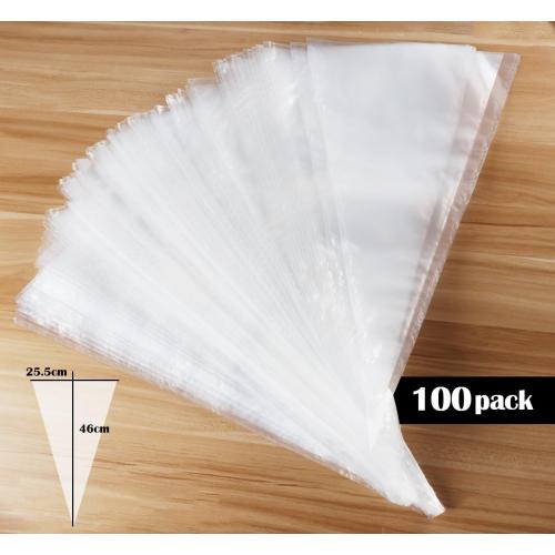 ilauke 100 Pack Cake Decorating Supplies 18 inch Piping Bags Disposable Thickened Large Pastry Bags with 4 Icing Bag Ties, Extra Thick Anti-Burst Piping Bags for Cookie