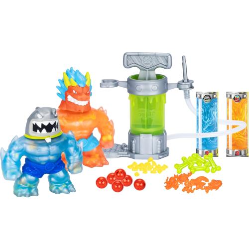 2Pack Heroes of Goo Jit Zu Hero Creator Bundle with 2 Action Figures and 6 Unique goo fillings, Mix, Fill & Create Your own Stretchy Blazagon and Thrash, Play Again and Again