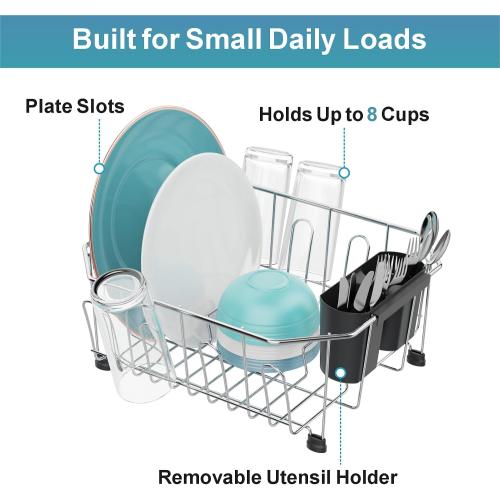GSlife Small in Sink Dish Drying Rack, Stainless Steel, 13.4 x 11.6