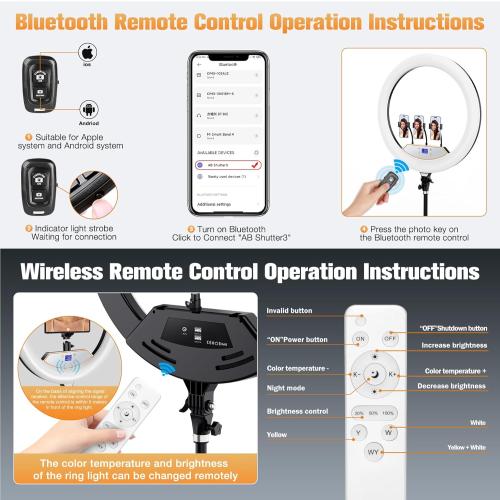 22'' Ring Light with 75'' Tripod Stand, LED Display/2 USB Ports/6500K Dimmable Ring Light for ipad Phone Holder for Tattoo Lash Live Makeup Video Recording TikTok Barber Stylist Photography