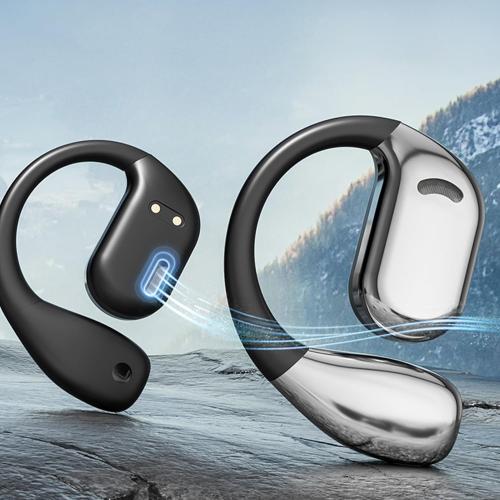 Black 144 Language Support Headphones with Battery Indicator - Real Time Translator Earbuds | Open Ear Wearable Device for Instant Bilingual Conversation, Fitness Audio, Music Listening, Way Speech