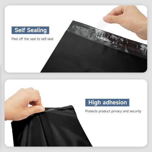 KKBESTPACK 200 Large Poly Mailers 10x13 Shipping Bags for Small Business – Self Sealing Package Envelopes Black