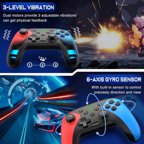 Wireless Switch Controller for Nintendo Switch/Switch 2/Lite/OLED Controller, Switch Controller with a Mouse Touch Feeling on Back Buttons, Extra Switch Pro Controller with Wake-up,Programmable, Turbo Function