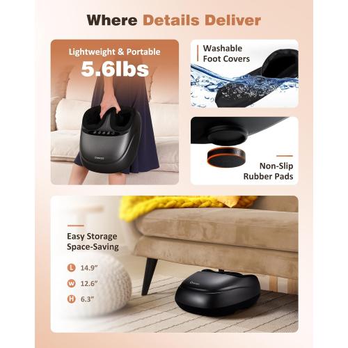 KNQZE Shiatsu Foot Massager with Heat and Compression, Deep Kneading Foot Massage for Plantar Fasciitis Relief, Remote Control, Multi Massage Modes, Auto Shut-Off Timer, FSA Eligible, Mothers Day gift