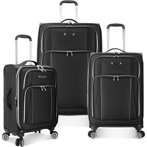 Color Black Traveler's Choice Lares Softside Expandable Luggage with Spinner Wheels, Black, 3 Piece Luggage Set