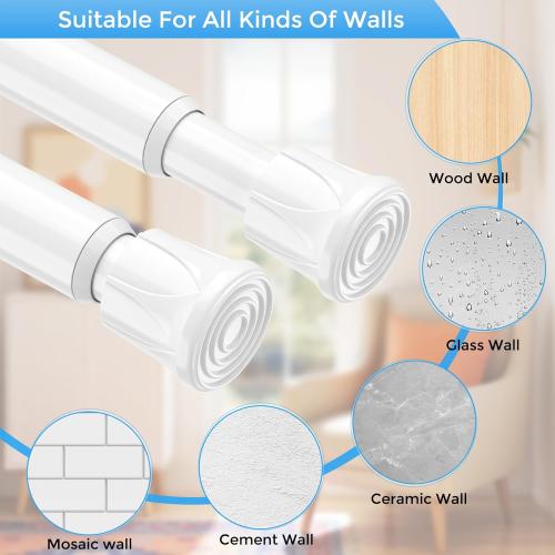 2 Pack Small Spring Tension Curtain Rod 8 to 12.5 Inch, Thin DIY Tension Rods No Drill for Slim Window Cupboard Closet Sidelights, White