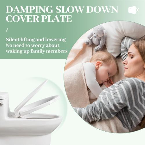 SS114 Elongated Toilet Seat Slow Close Compatible with TOTO SS113/SS154/SS224/SS204, Traditional Elongated Heavy Duty Toilet Seat with Toilet Seat Bolts and Nut, Cotton White