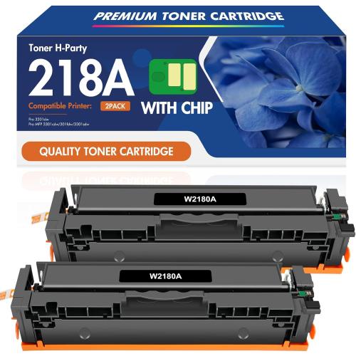 218A W2180A 218X Black Toner Cartridges 2 Pack Compatible Replacement for HP 218A 218X Color Laserjet Pro 3201dw Pro MFP 3301fdw 3301cdw 3301sdw Printer Ink Set W2180A W2180X Black High Yield