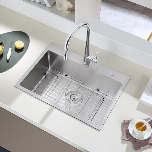 Size 25x14 Stainless Kitchen Sink Protector - S304 Sink Grids for Bottom of Kitchen Sink, 25 x 14 with Rear Drain for Single Bowl Kitchen Sink with Corner Radius