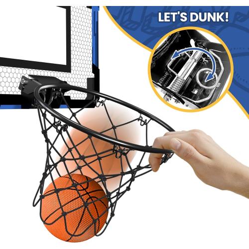 QDRAGON Mini Basketball Hoop, Over The Door Indoor, with 3 Balls/Inflator/Breakaway Rim, Basketball Toy Gifts for Kids and Adults, Suit for Bedroom/Office/Outdoor
